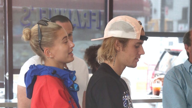 Justin Bieber and his fiancée for all of 20 seconds, Hailey Baldwin