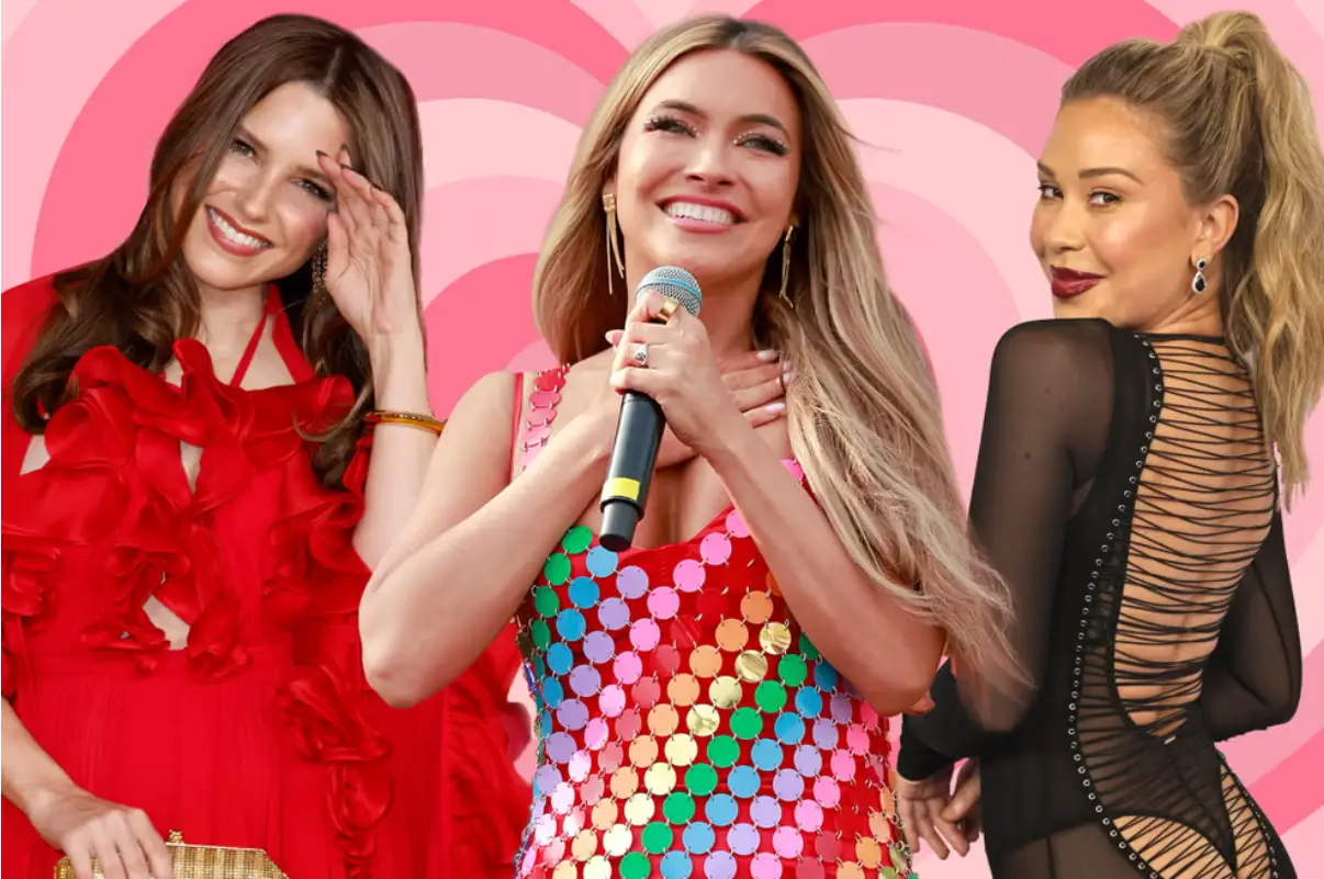 Three smiling women, all of whom are embracing queer sexuality, with a large pink heart background.